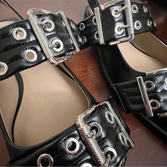 Mix No. 6 Sybel Flat black faux patent leather  silver hardware 9.5 nwot - Picture 13 of 16